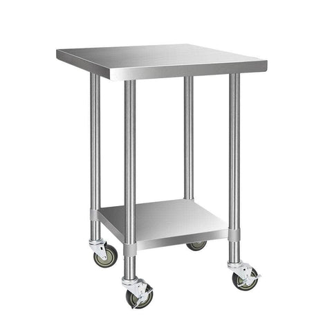 760X760Mm Stainless Steel Kitchen Bench With Wheels