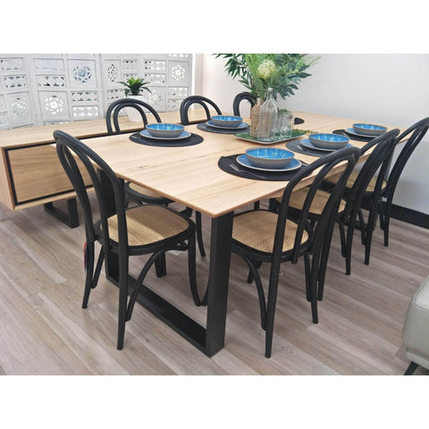 7Pc 180Cm Dining Table Set 6 Arched Back Chair Solid Messmate Timber