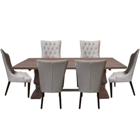 7Pc Dining Table Set 180Cm With 6 Fabric Chair French Provincial