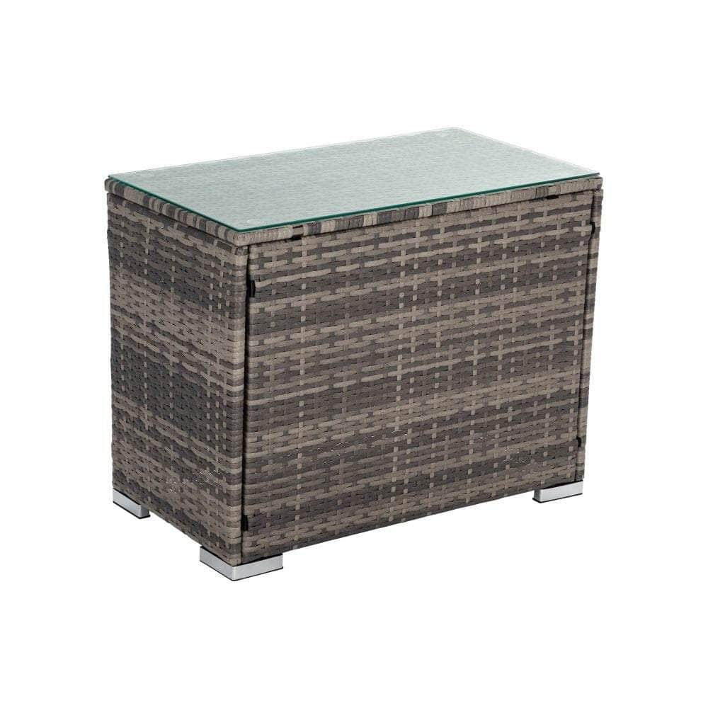 7Pc Outdoor Wicker Lounge With Storage Corner (Grey)