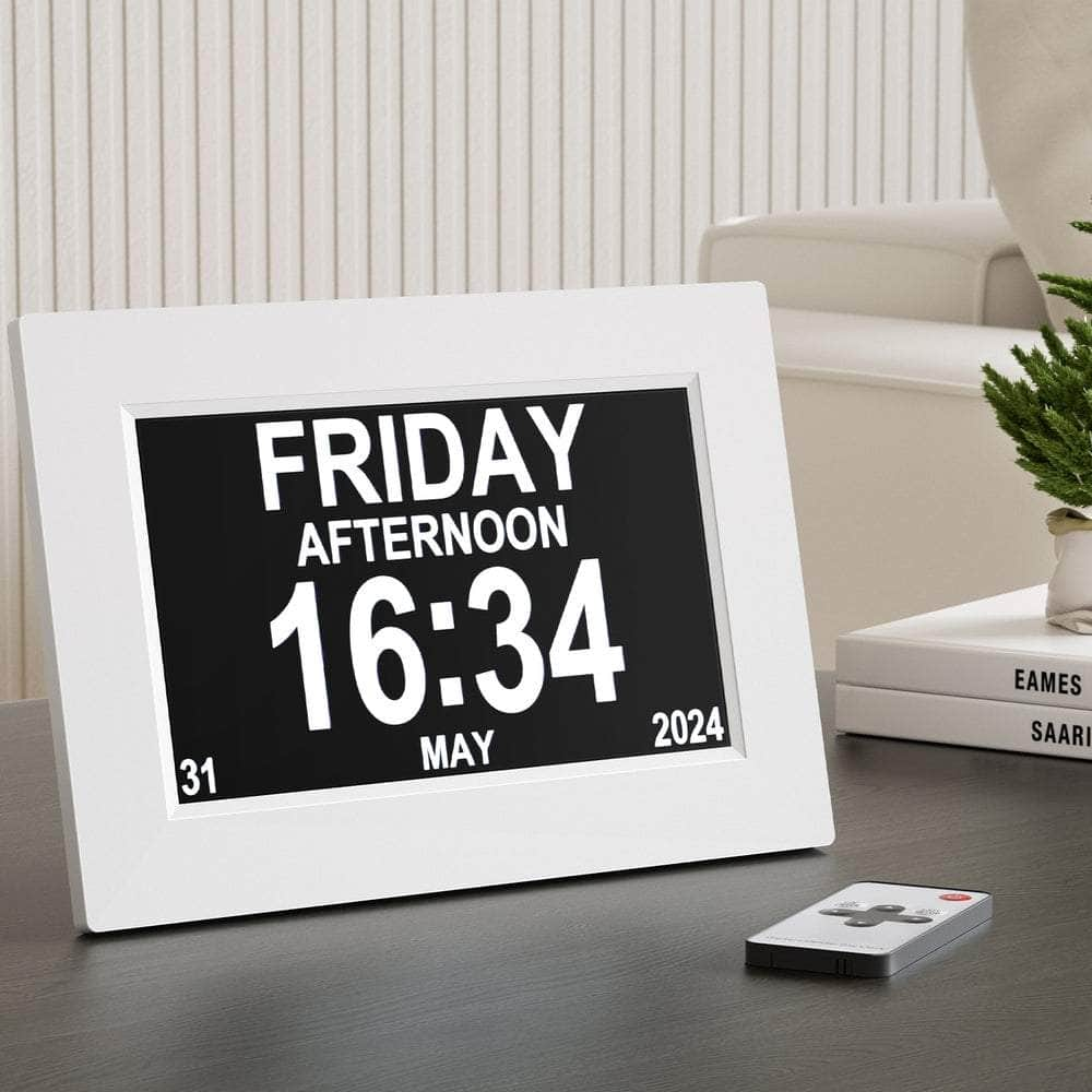 8" Digital Day Clock Calendar Alarm