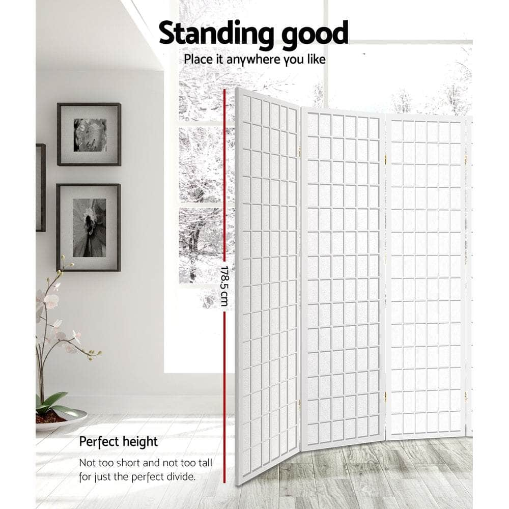 8 Panel Room Divider Privacy Screen Dividers Stand Oriental Vintage White