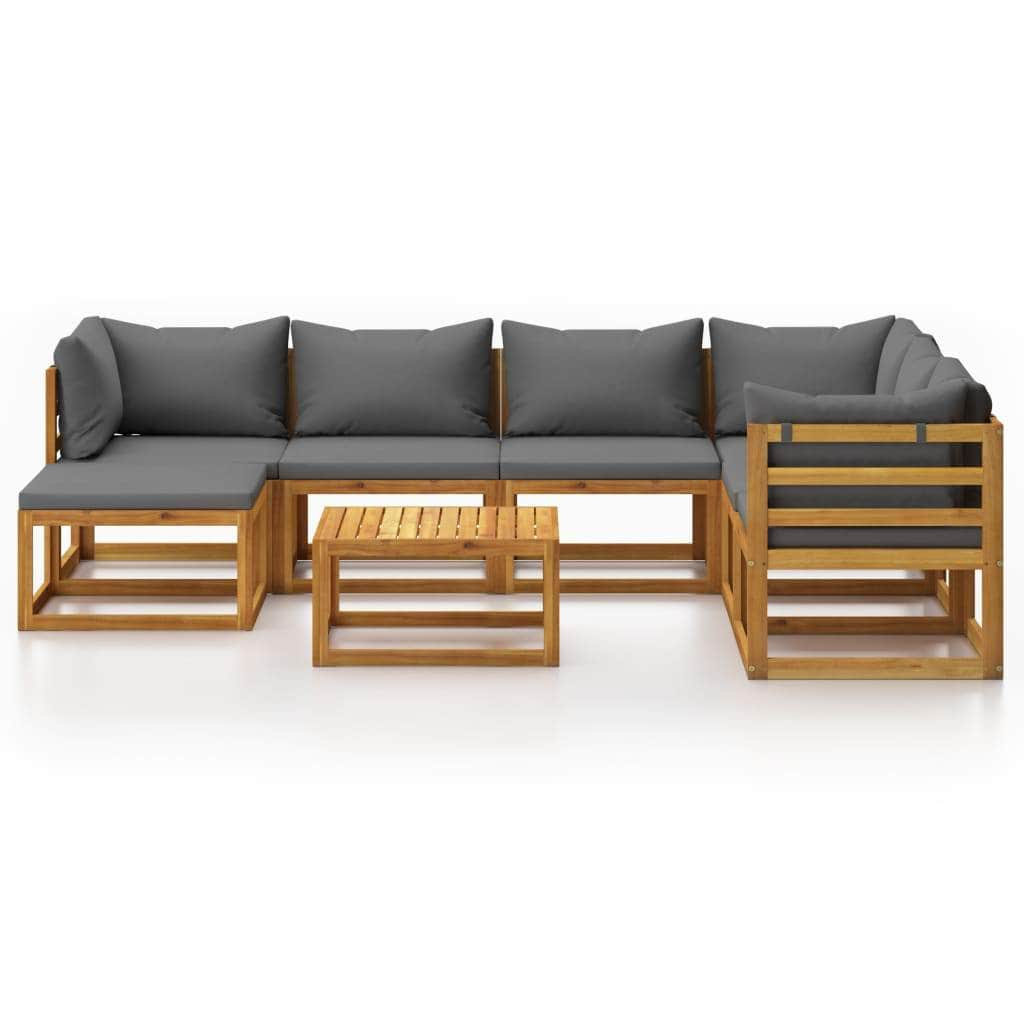 8 - Piece Garden Lounge Set with Cushion Solid Acacia Wood