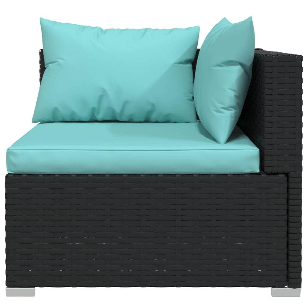 8 Piece Garden Lounge Set with Cushions -Black