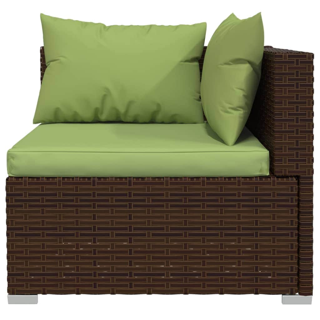 8 Piece Garden Lounge Set with Cushions Brown Poly Rattan