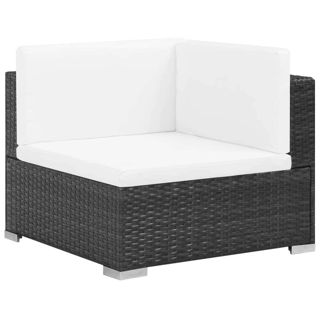 8 Piece Garden Lounge Set with Cushions Poly Rattan Black