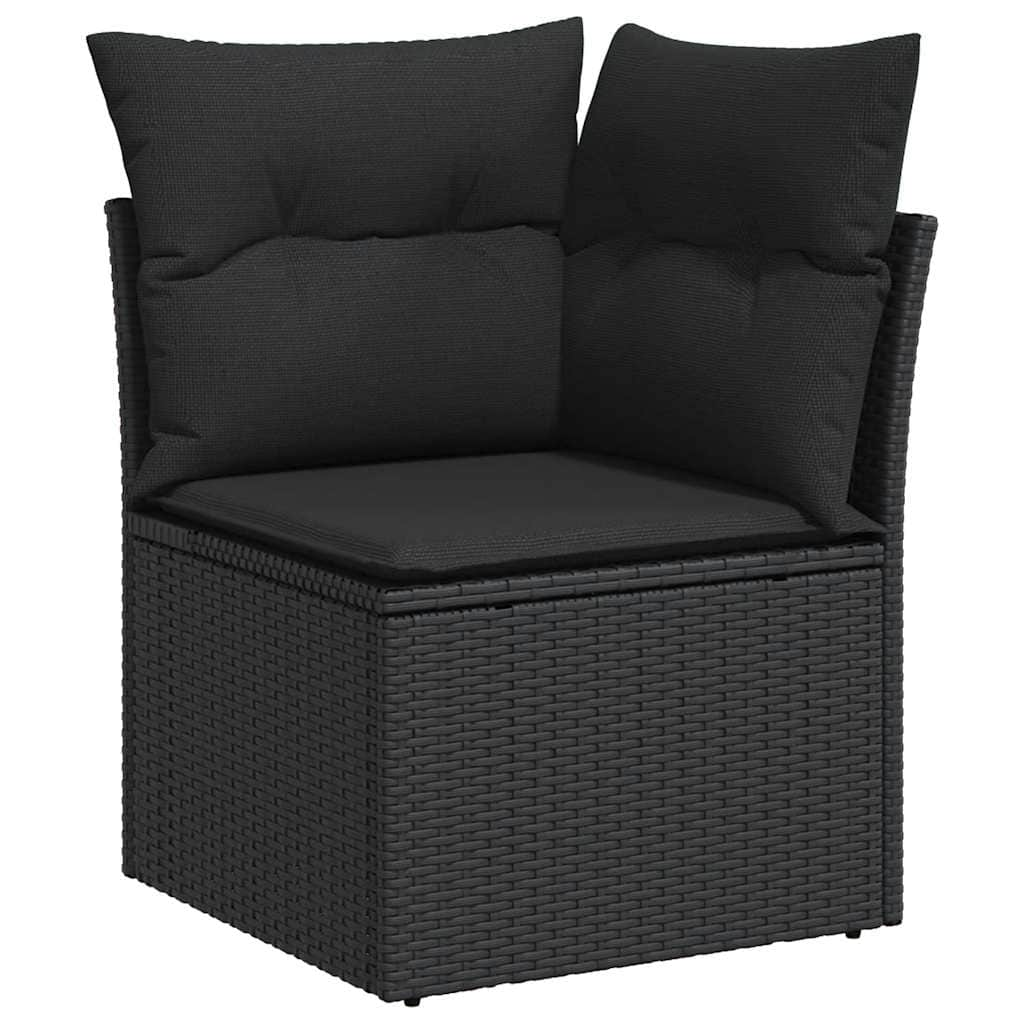 8 Piece Garden Sofa Set with Cushions Black Poly Rattan - Comfy & Chic