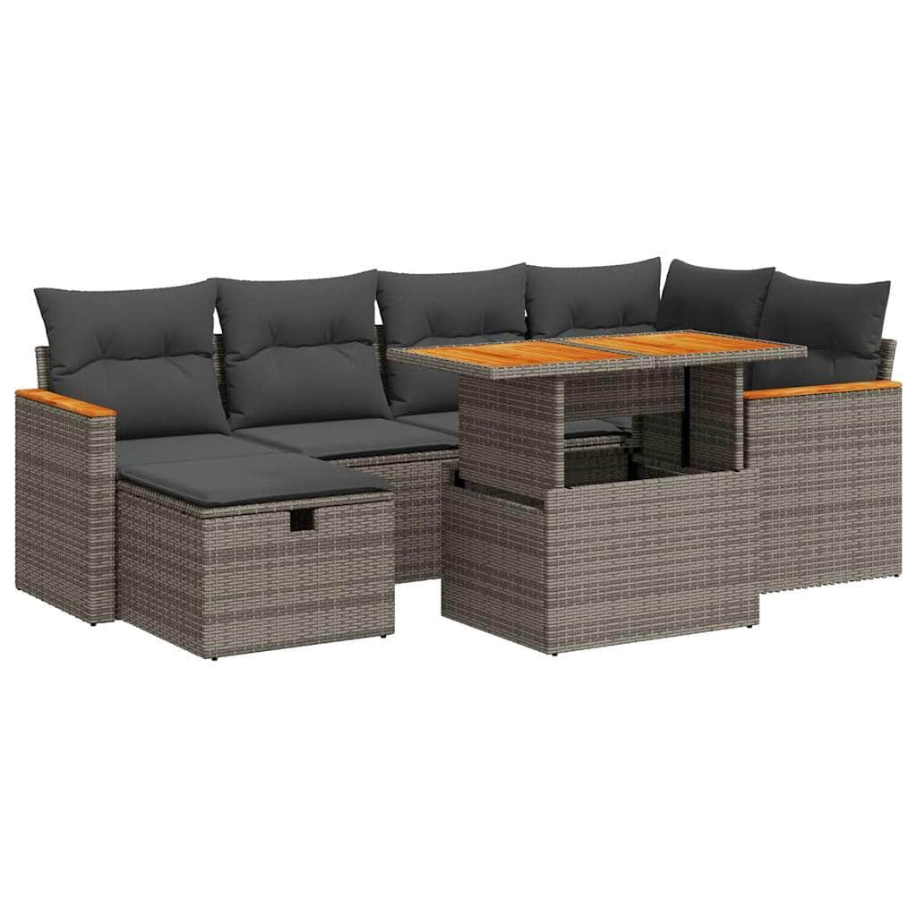 8 Piece Garden Sofa Set with Cushions Grey Poly Rattan - Comfy & Chic