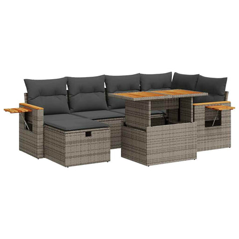 8 Piece Garden Sofa Set with Cushions Grey Poly Rattan - Durable & Chic