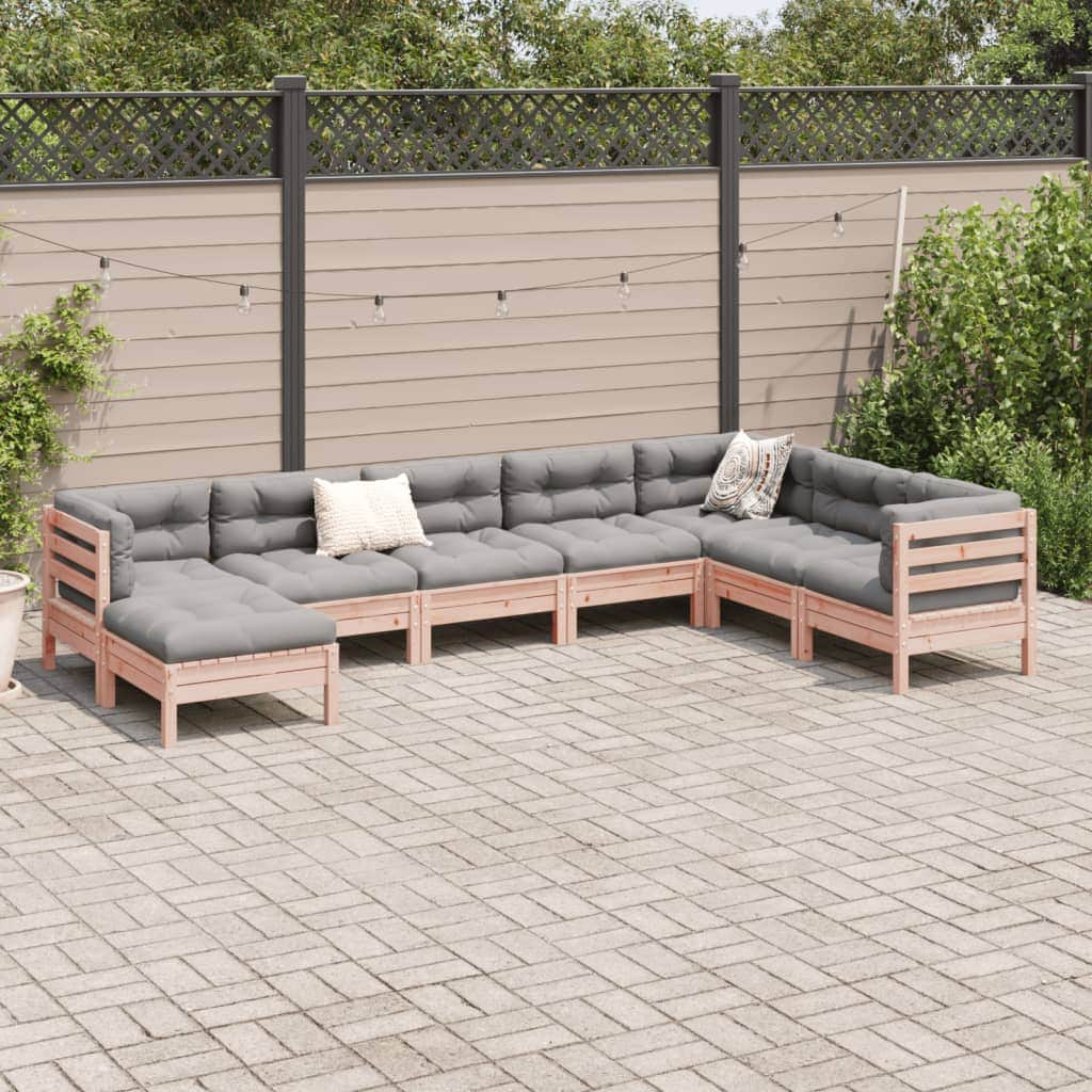 8 Piece Garden Sofa Set with Cushions Solid Wood Douglas Fir