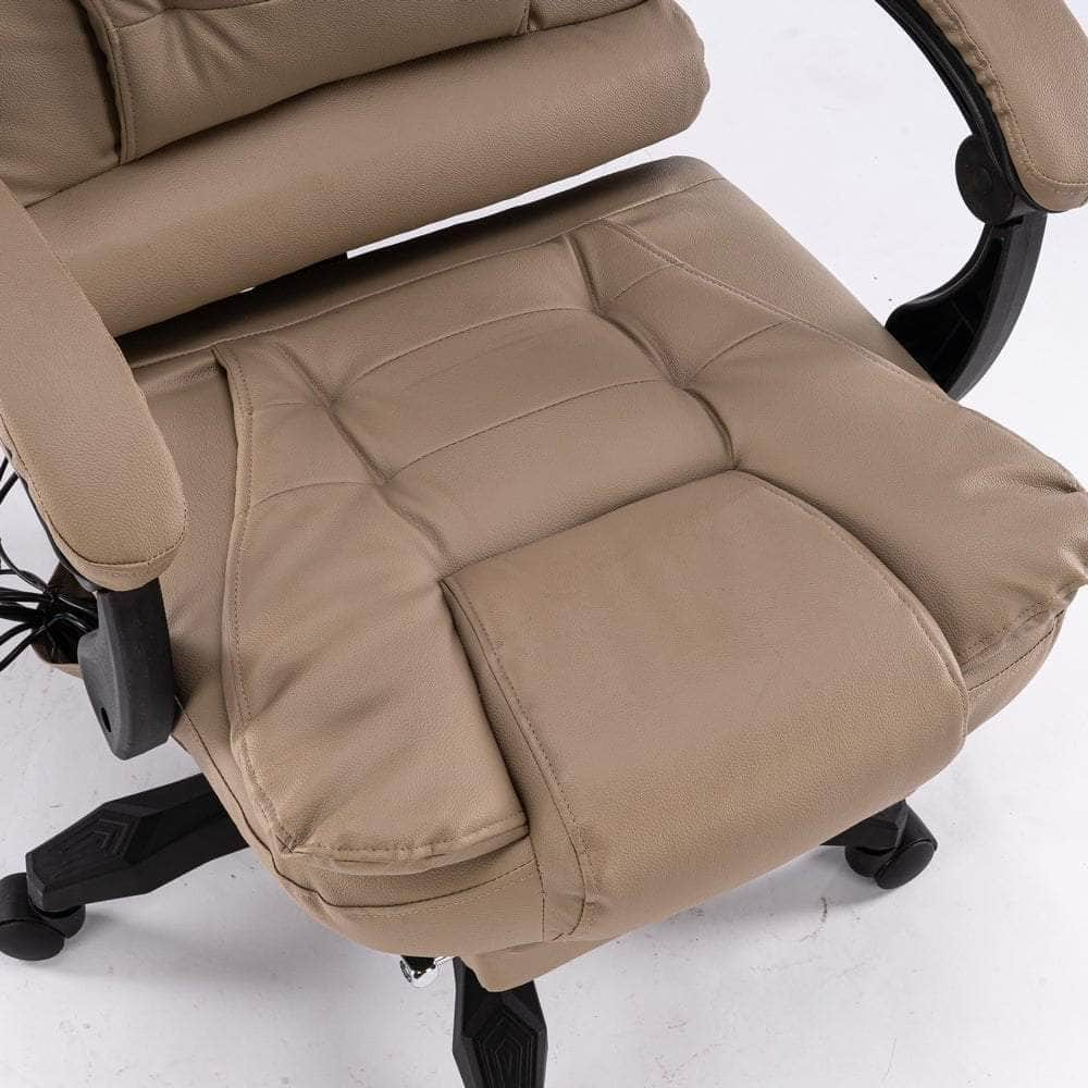 8 Point Massage Chair Office Computer Seat Footrest Recliner Pu Leather Black