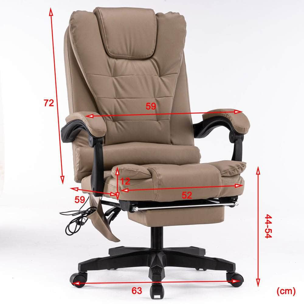 8 Point Massage Chair Office Computer Seat Footrest Recliner Pu Leather Black