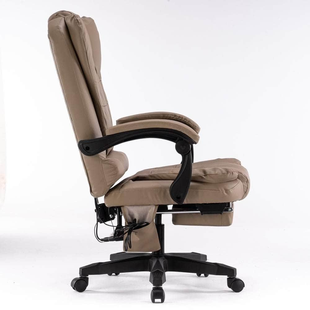 8 Point Massage Chair Office Computer Seat Footrest Recliner Pu Leather Black