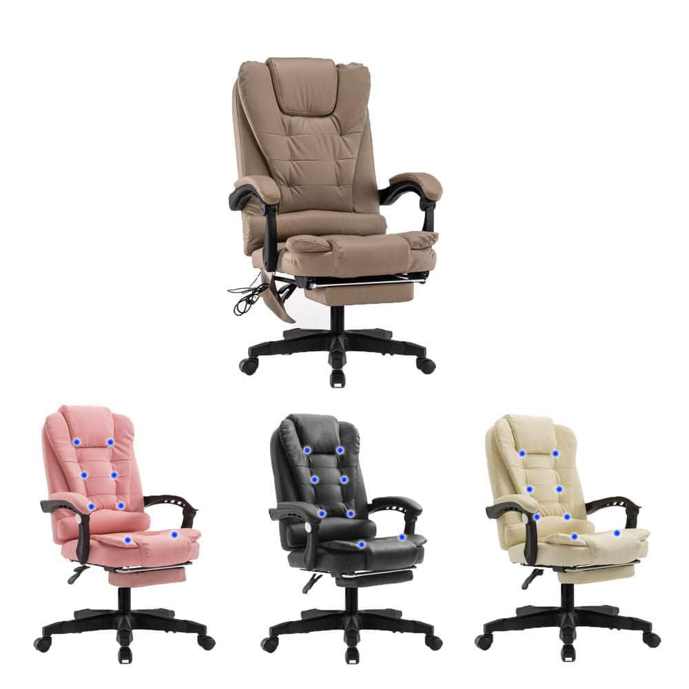 8 Point Massage Chair Office Computer Seat Footrest Recliner Pu Leather Pink