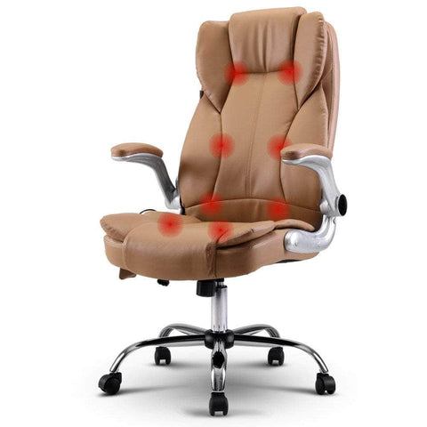 8 Point Massage Office Chair Pu Leather Espresso