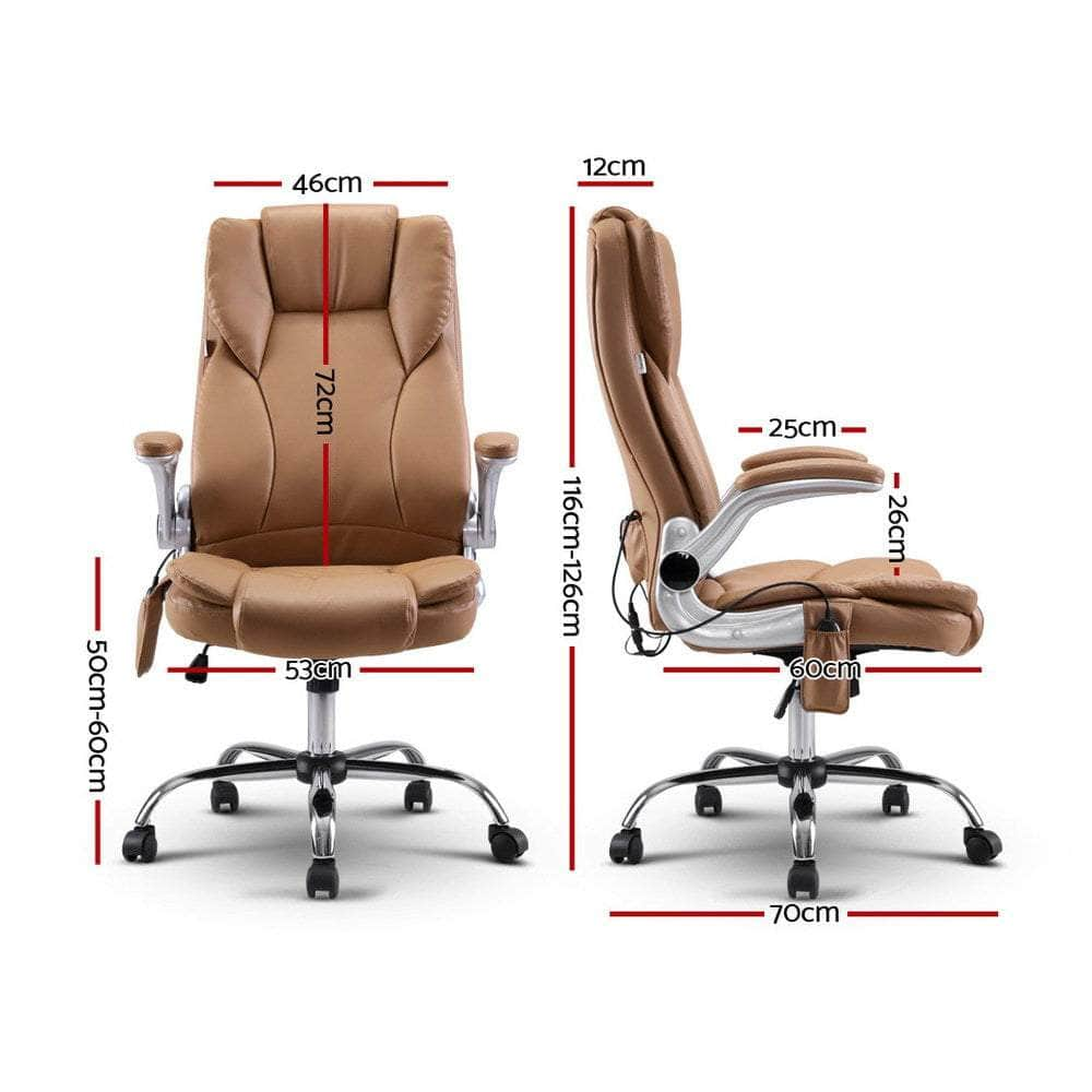 8 Point Massage Office Chair Pu Leather Espresso