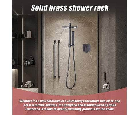 8" Rain Shower Head Set Square Dual Heads Faucet High Pressure With Mixer