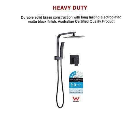 8" Rain Shower Head Set Square Dual Heads Faucet High Pressure With Mixer