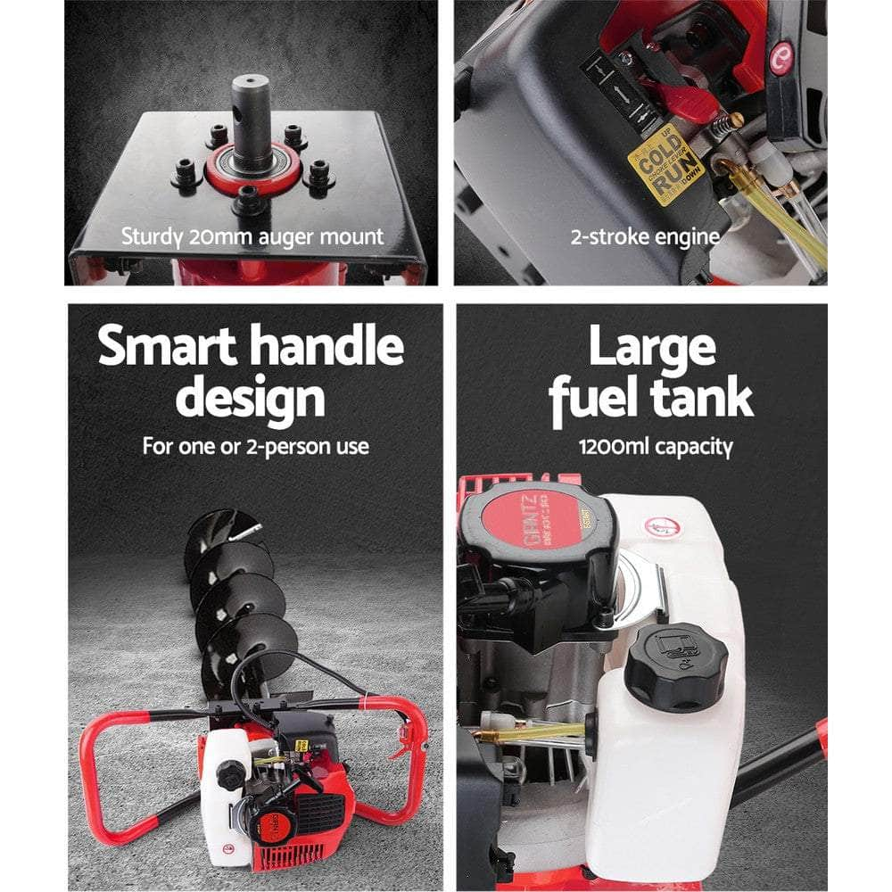 80CC Petrol Post Hole Digger Drill Borer Fence Extension Auger Bits