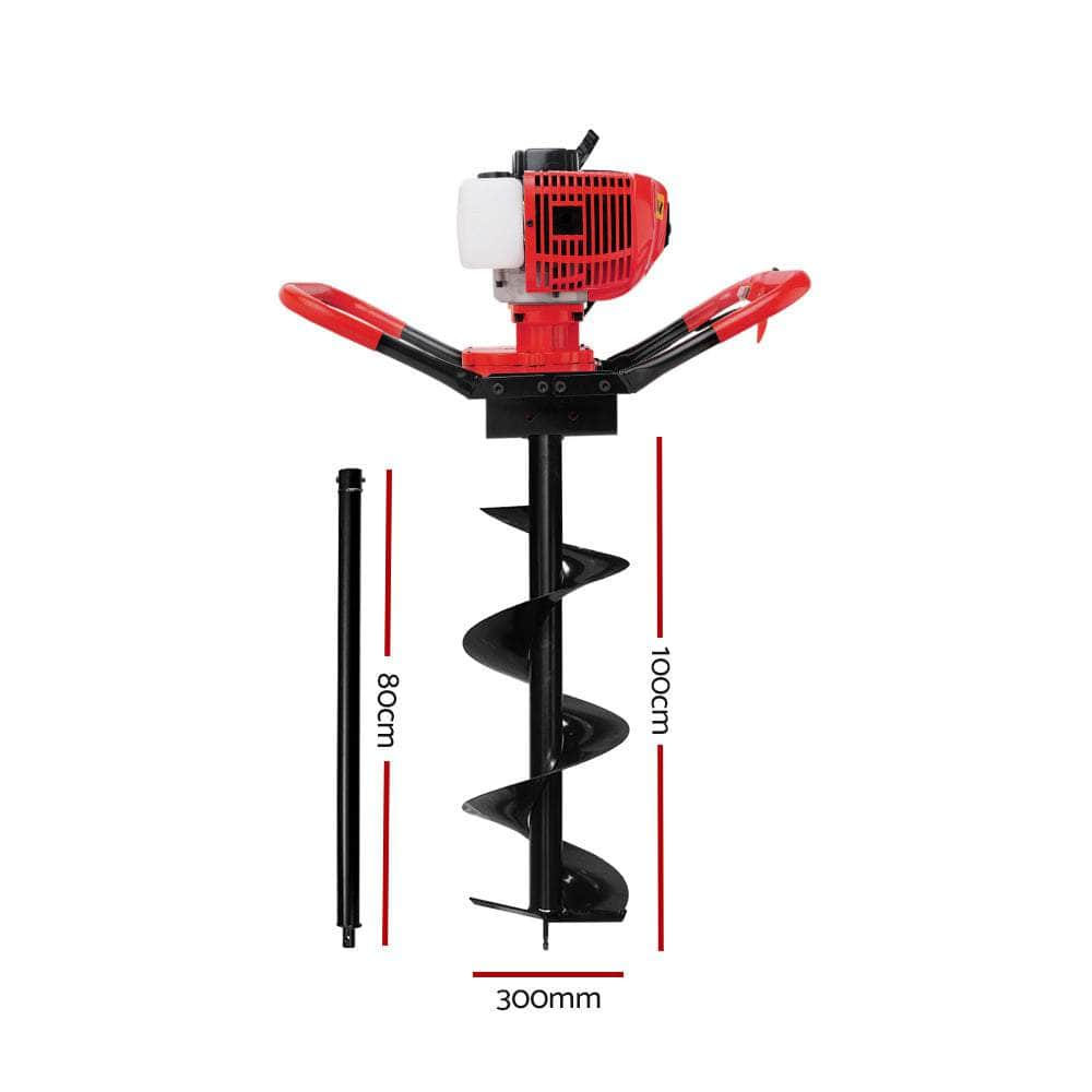 80CC Petrol Post Hole Digger Drill Borer Fence Extension Auger Bits