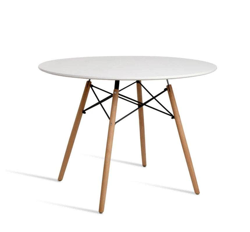 80cm Modern Round Kitchen Table with Wood Legs