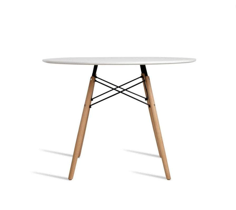 80cm Modern Round Kitchen Table with Wood Legs