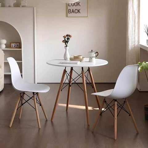 80cm Modern Round Kitchen Table with Wood Legs