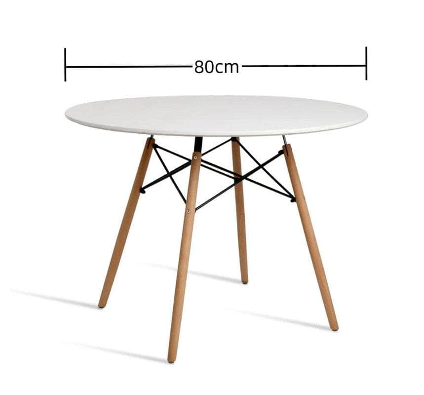 80cm Modern Round Kitchen Table with Wood Legs