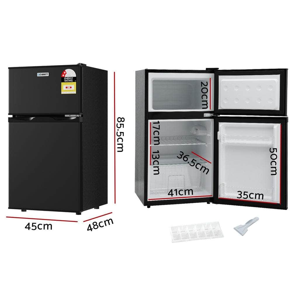 80L Bar Fridge Mini Freezer Refrigerator Black