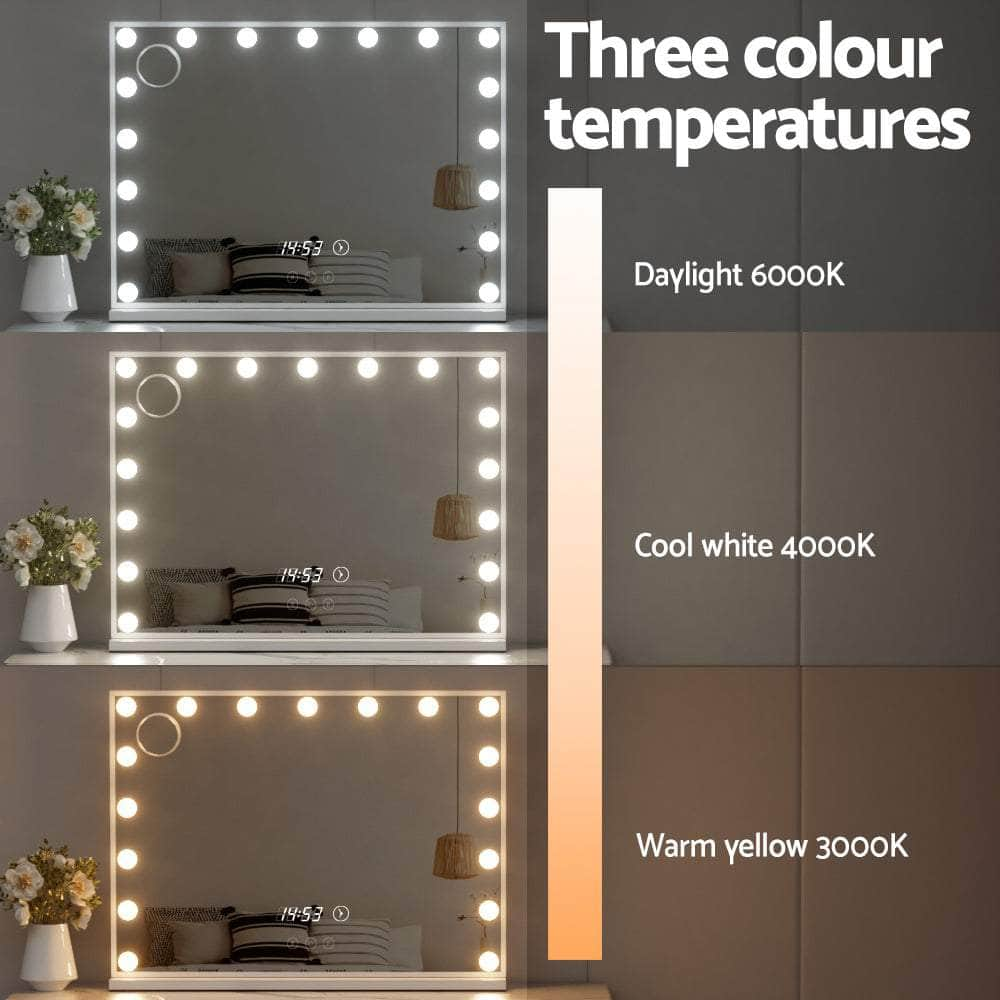 80x60cm Hollywood Vanity Mirror - LED Light Tabletop White