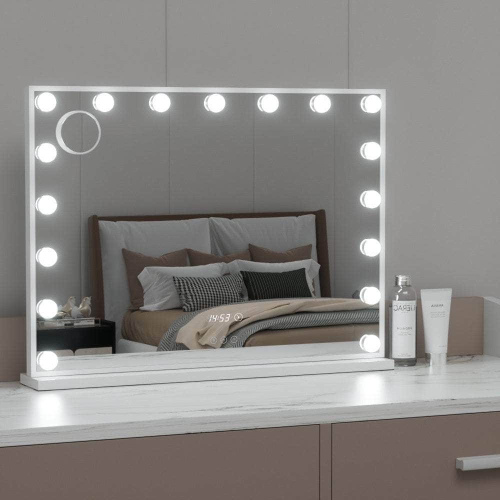 80x60cm Hollywood Vanity Mirror - LED Light Tabletop White