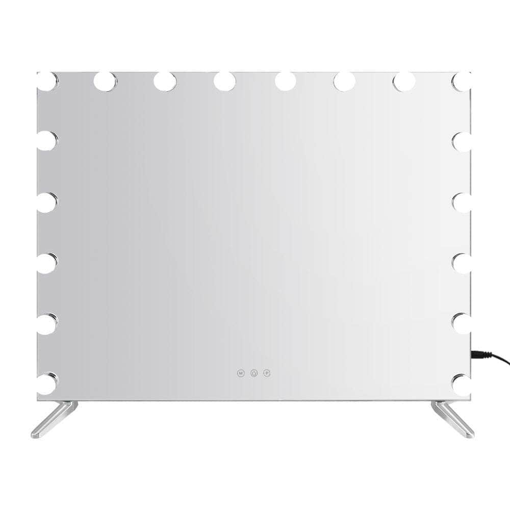 80x65cm Makeup Mirror Hollywood Vanity with LED Light Silver Legs