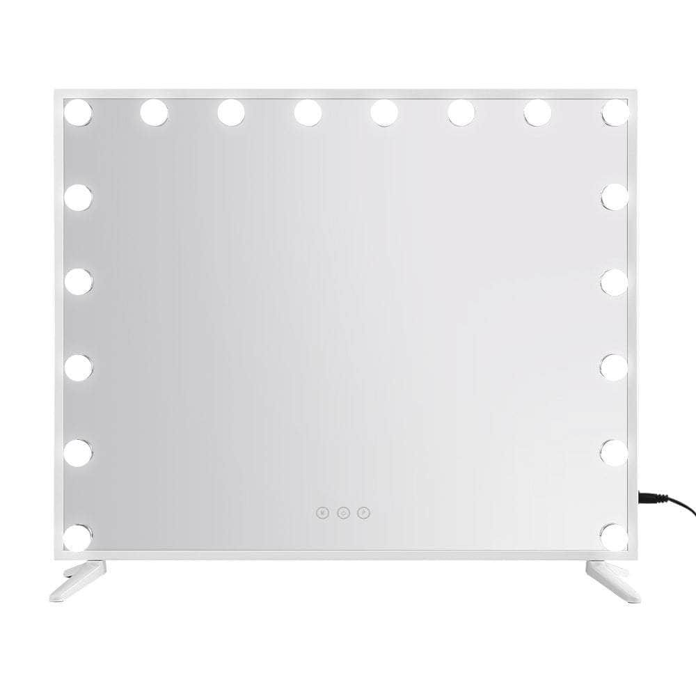 80x65cm Makeup Mirror Hollywood Vanity with LED Light White Frame