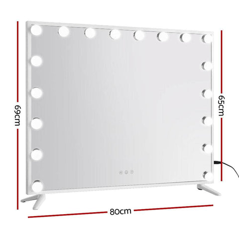 80x65cm Makeup Mirror Hollywood Vanity with LED Light White Frame