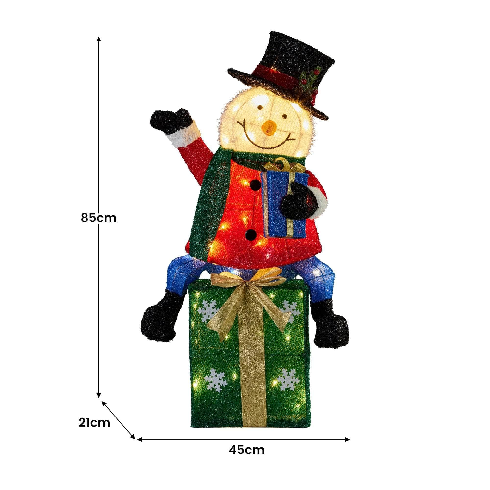 85cm Christmas Snowman On Presents Display with Lights