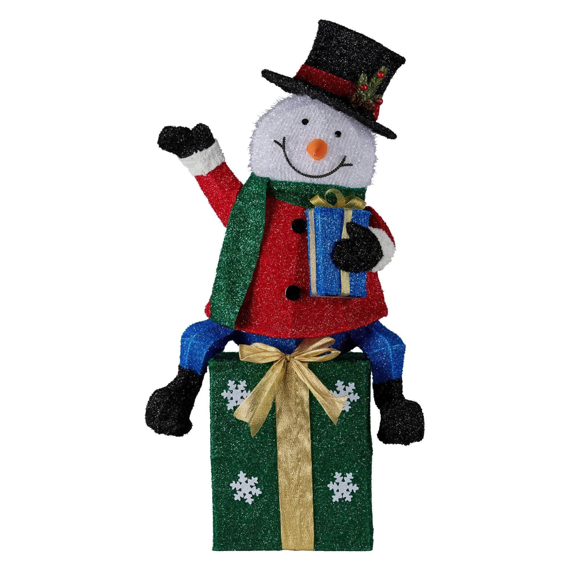 85cm Christmas Snowman On Presents Display with Lights