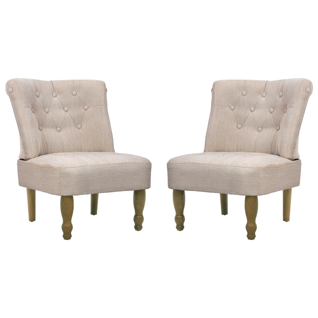 French Chairs 2 pcs Cream Fabric