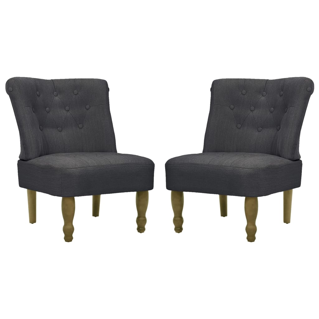 French Chairs 2 pcs Grey Fabric