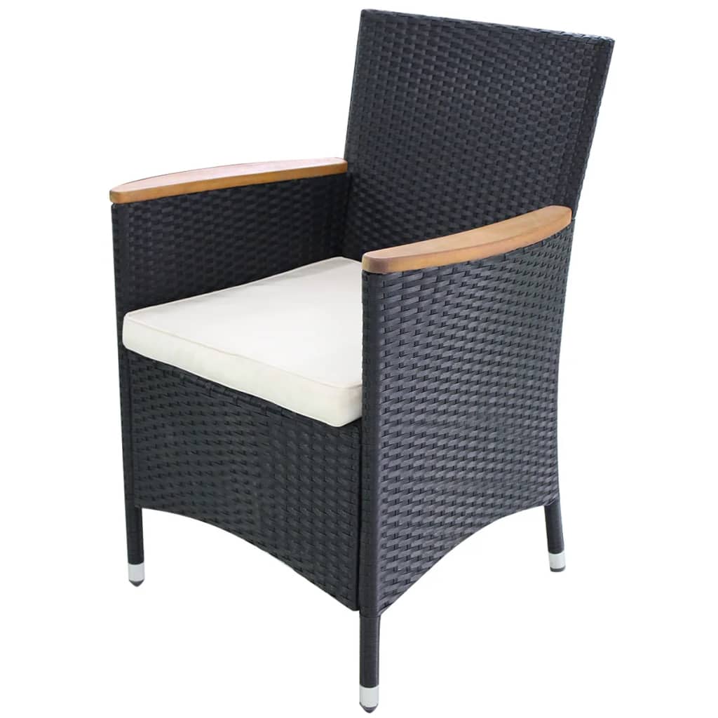 Garden Chairs 2 pcs with Cushions Poly Rattan Black