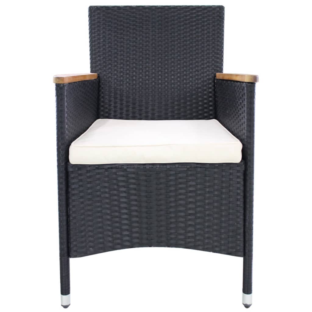 Garden Chairs 2 pcs with Cushions Poly Rattan Black