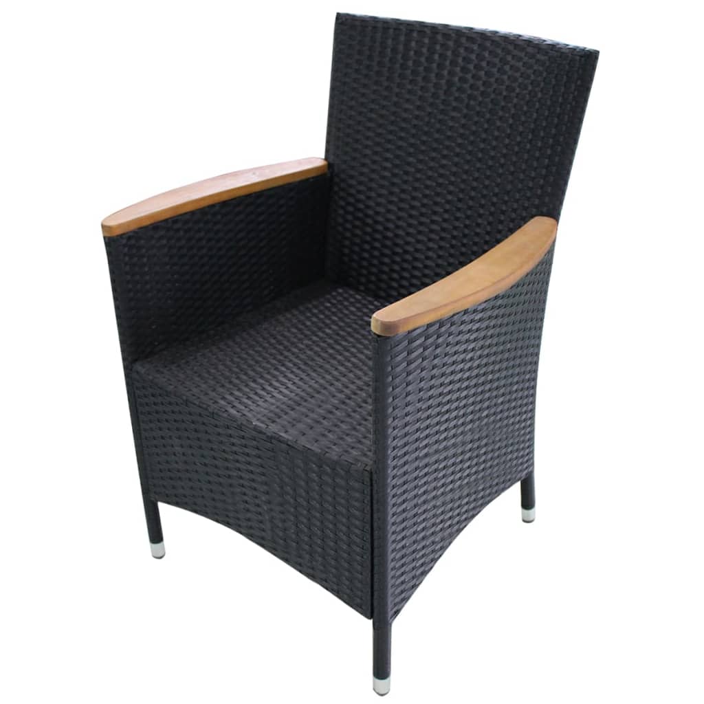 Garden Chairs 2 pcs with Cushions Poly Rattan Black