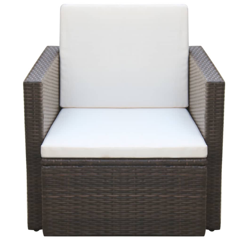 Garden Chair with Cushions and Pillows Poly Rattan Brown