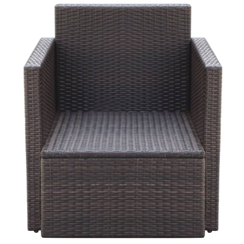 Garden Chair with Cushions and Pillows Poly Rattan Brown