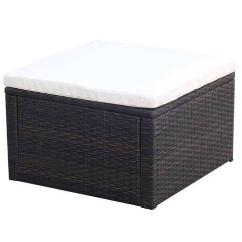 Footstool Ottoman Poly Rattan  Brown