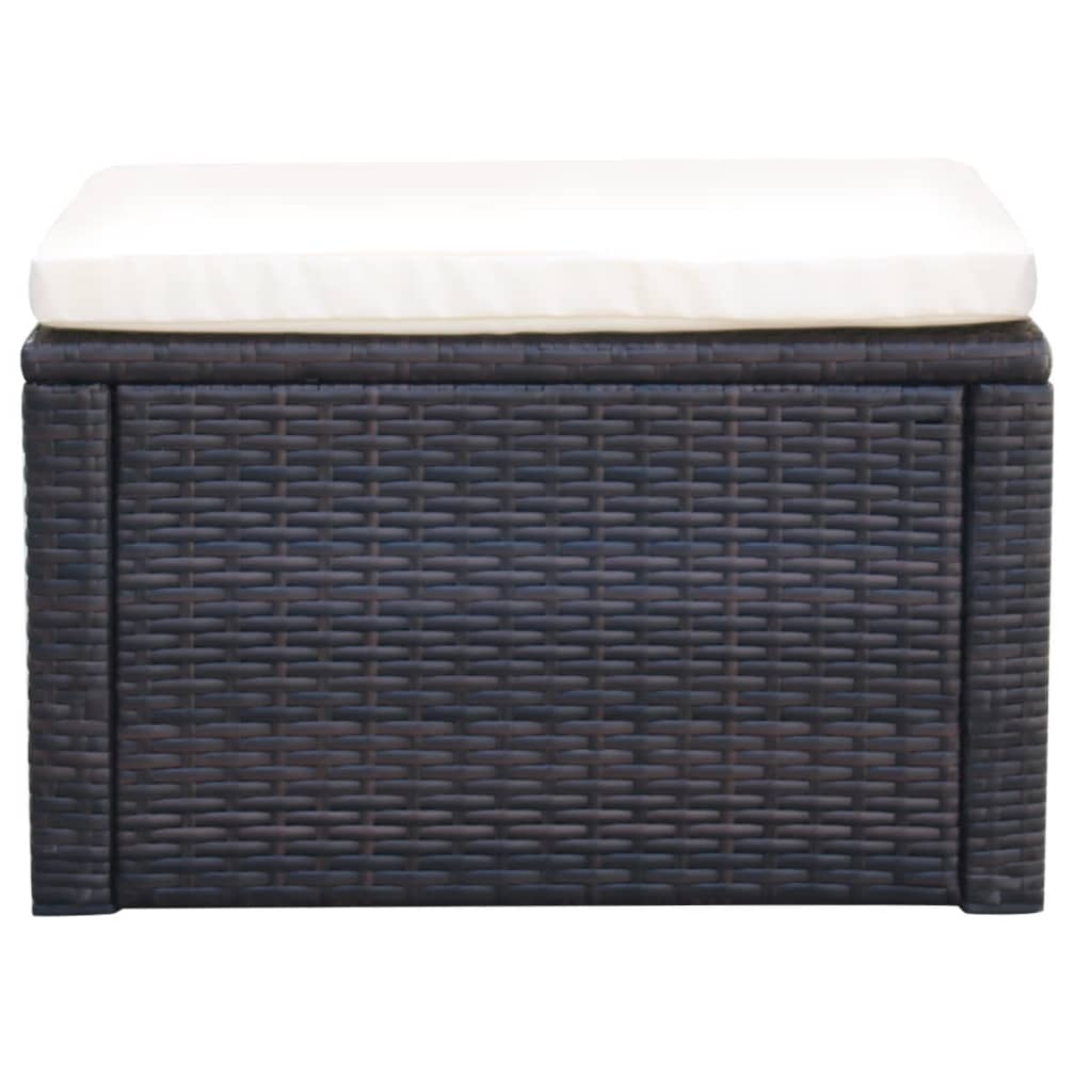 Footstool Ottoman Poly Rattan  Brown