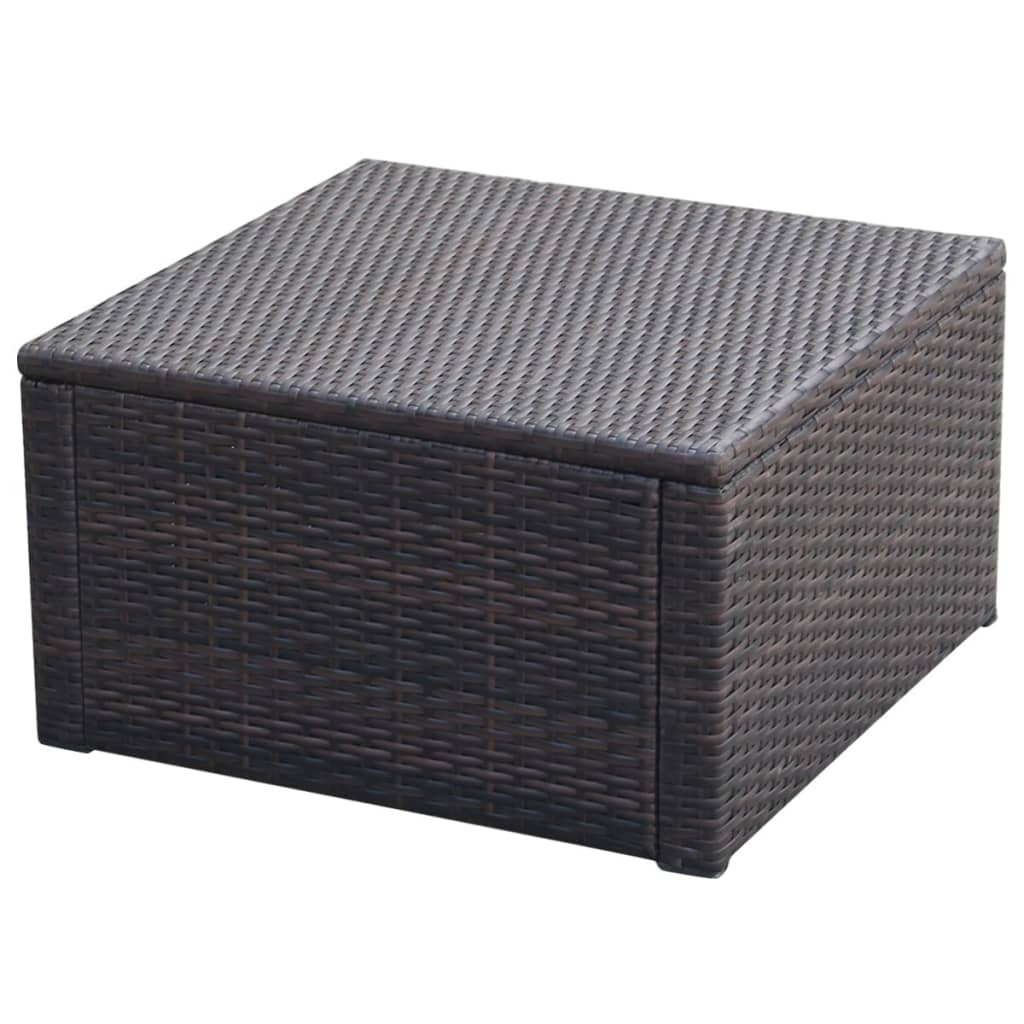 Footstool Ottoman Poly Rattan  Brown