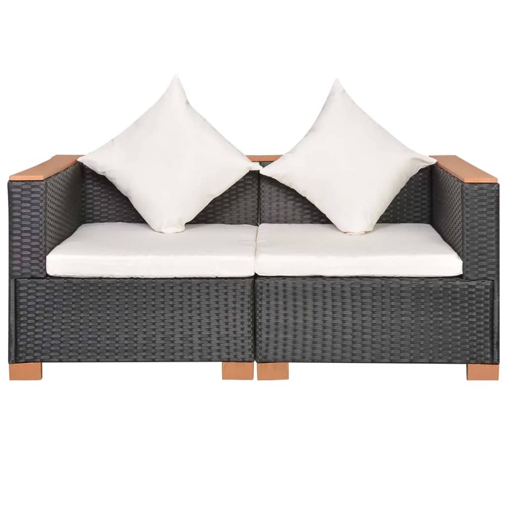 Garden Sofa Poly Rattan Black