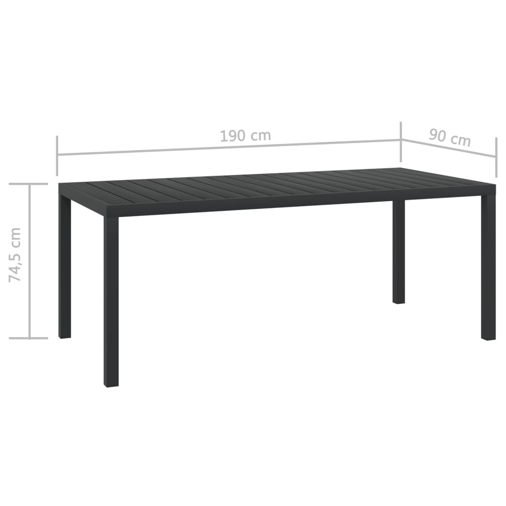 Garden Table Black,  Aluminium and WPC