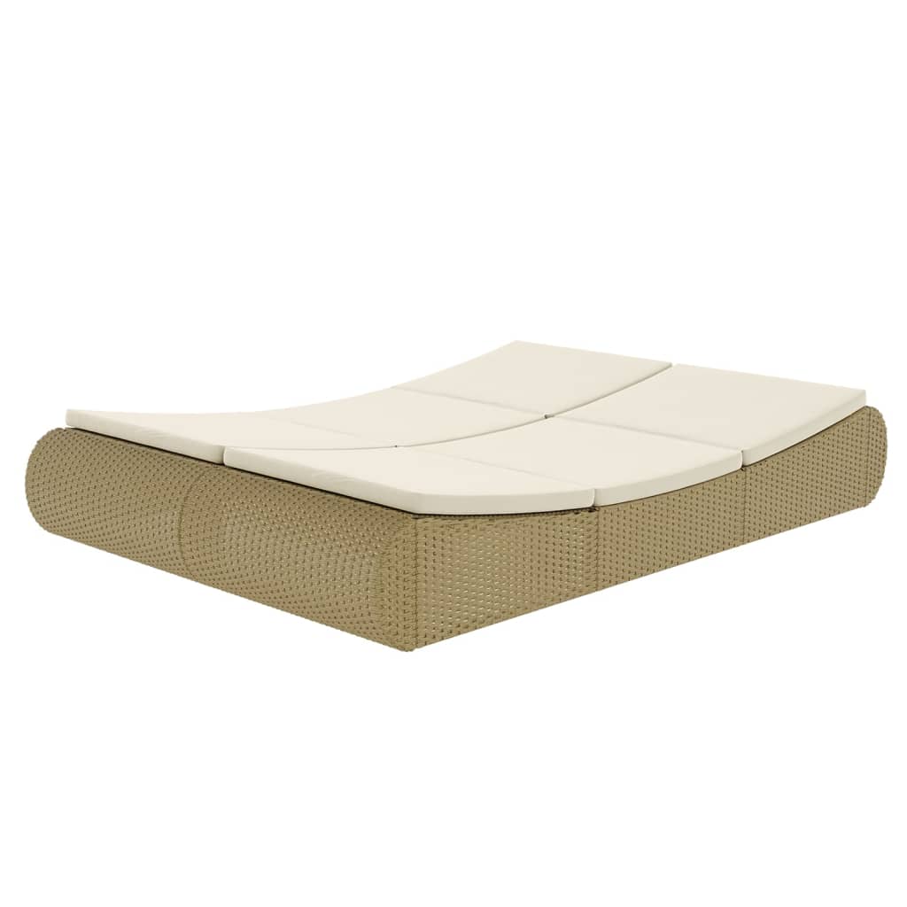 Outdoor Lounge Bed Poly Rattan Beige