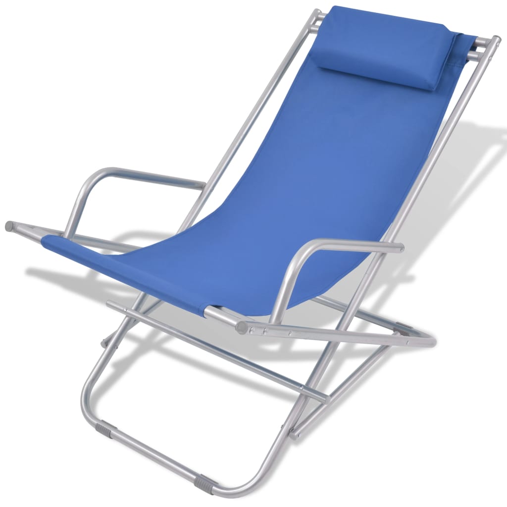 Reclining Deck Chairs 2 pcs Steel Blue